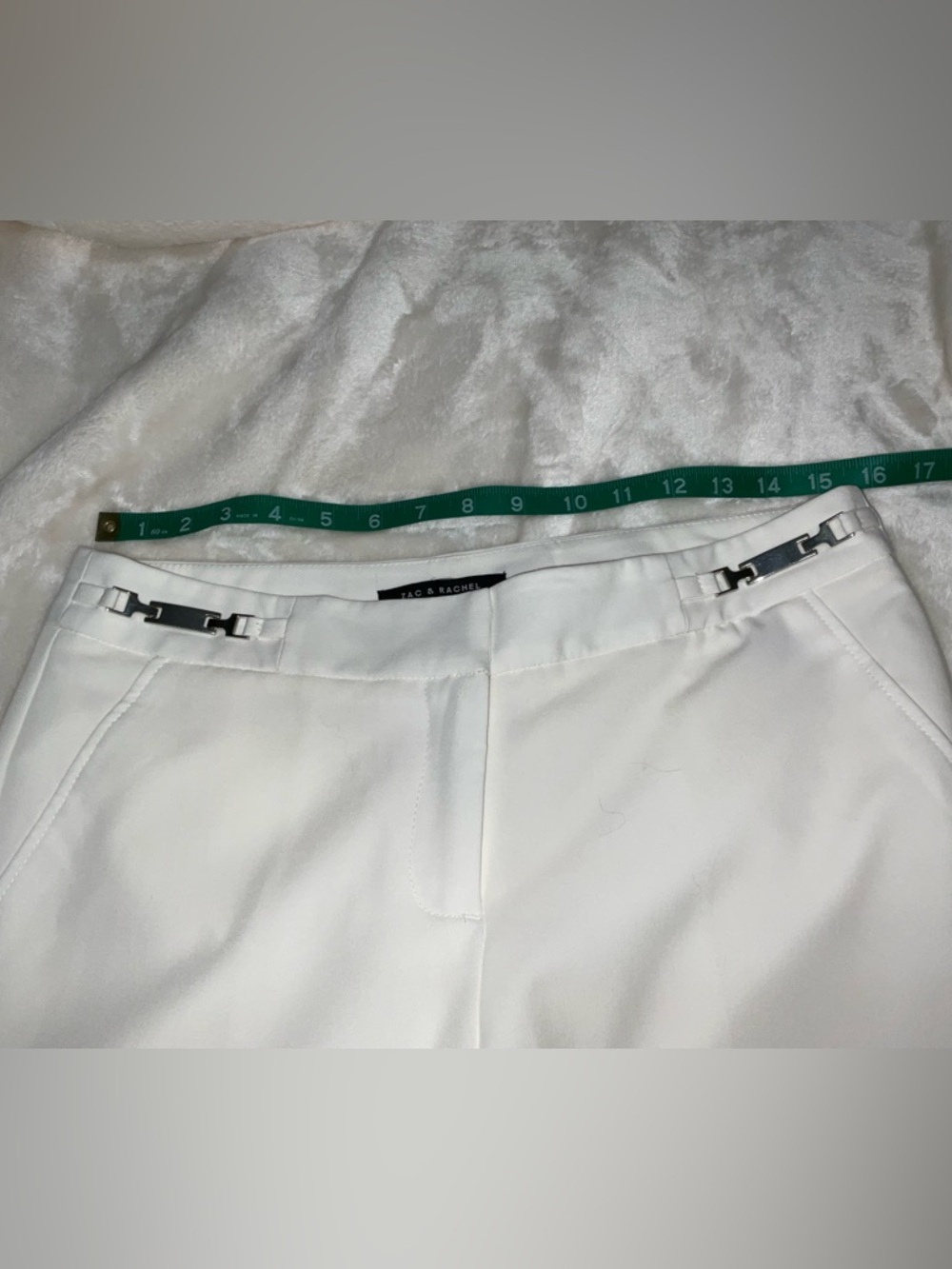 Zac & Rachel White Tailored Dress Trousers with Silver Buckle Details Size 8 - Picture 8 of 9